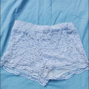 White lace shorts